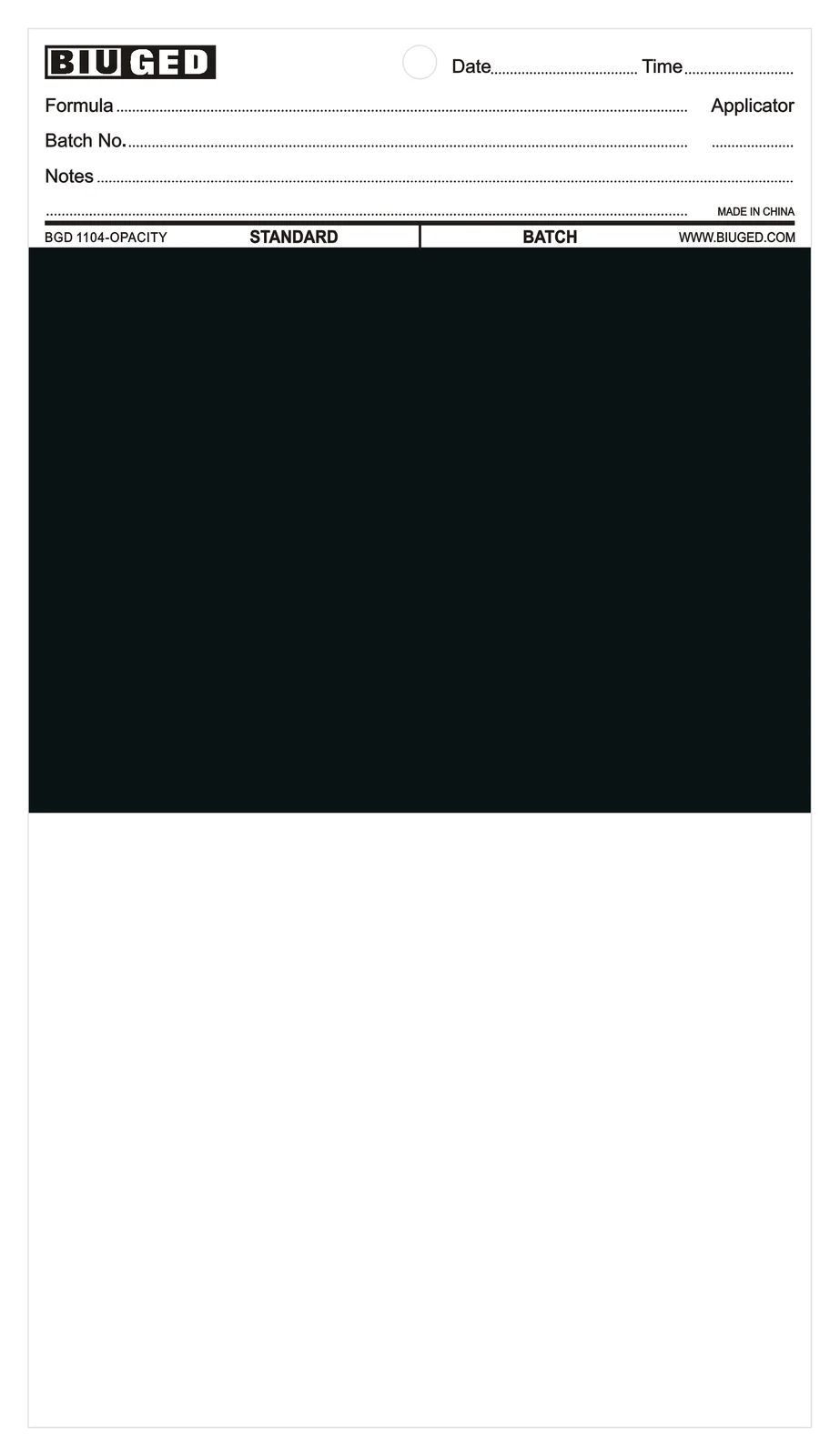 Cartela de Opacidade BGD 1104 (250 × 140 mm)